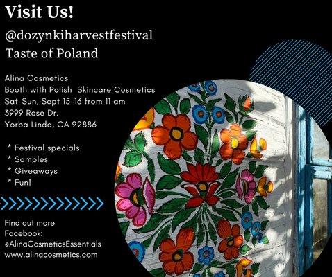 Join us for the Dozynki Polish Festival on Sept. 15-16 from 11 am to 5:00 pm to experience Polish skin care products.