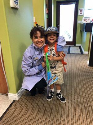 Our son Liam for his first teeth cleaning. Happy camper!