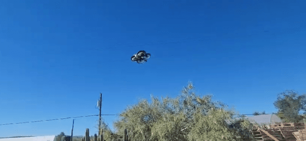 Flying the drone about 20 feet off the ground.