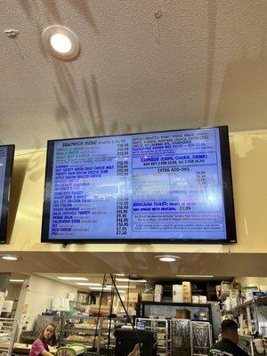 Indoor menu for food items