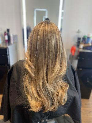 Golden blonde highlight by our stylist Armi.