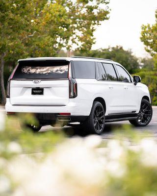 Vossen wheels, new tires, emblem paint match, side markers, and ceramic tint on this Escalade.