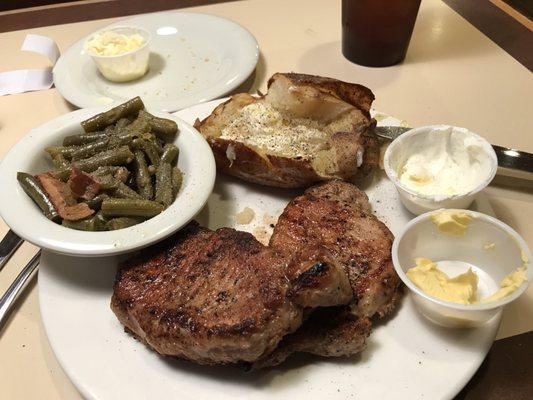 Main dish was great but the baked potatoes was old