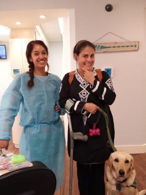 Assistant Amanda with me and my new implant! Photo taken by the most friendly receptionist in the biz, Trina. Thanks, Dr. Lee!