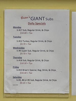 Daily specials