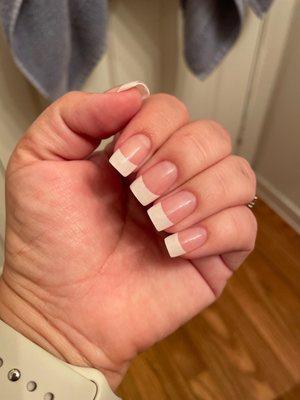 White tip with gel clear polish.