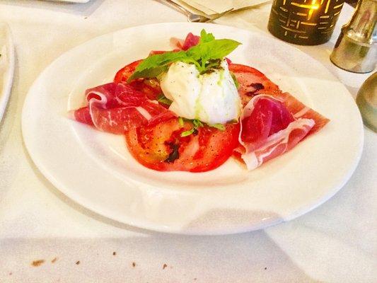 Burrata with prosciutto