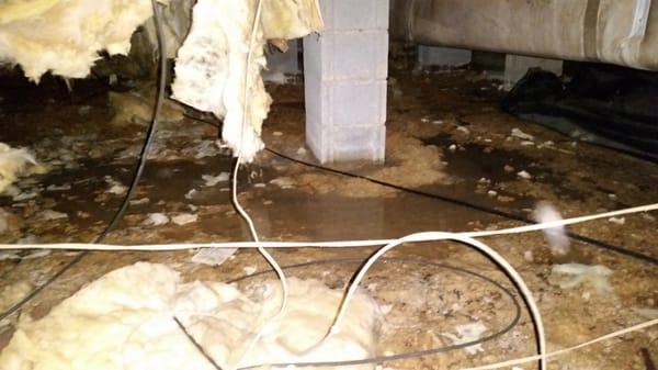 Standing water, even in small amounts can spell big trouble for your home. This picture shows a standing water around a suppo...