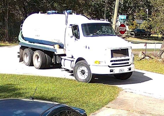 Truck driving into my grass. This truck has passed my residence, over 50X since July of 2024..