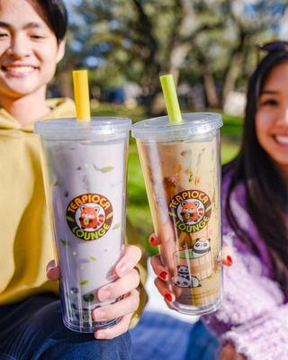 Taro Cream BlasTea (left) & Red Panda Cream BlasTea (right)