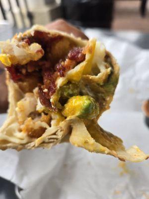 Avocado, Bacon, Cheese, Sunny Side up Egg, and Jalepenos