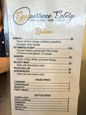 Libation Menu