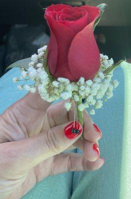 Red rose boutonniere