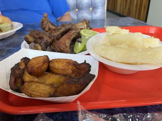 Pork ribs, plaintains and yucca