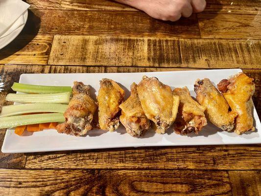 wings with a dry ranch rub - excellent - crispy and still tender