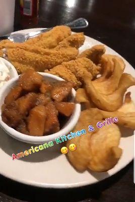 Catfish & fries with candied yams