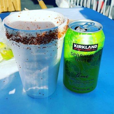 My version of a Virgin Michelada with their chulada mix, perfectly spicy!