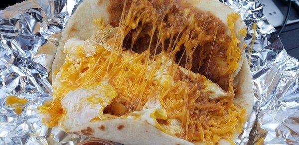 Bean egg cheese taquito