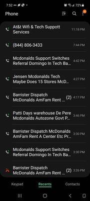 calls to from barrister Hemmersbach and warehouse and at&t late afternoon  my att phone