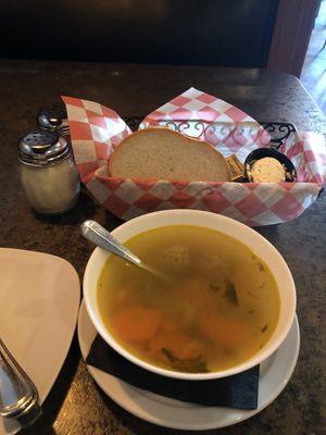 Wedding soup and bread and butter (which came with the entree)