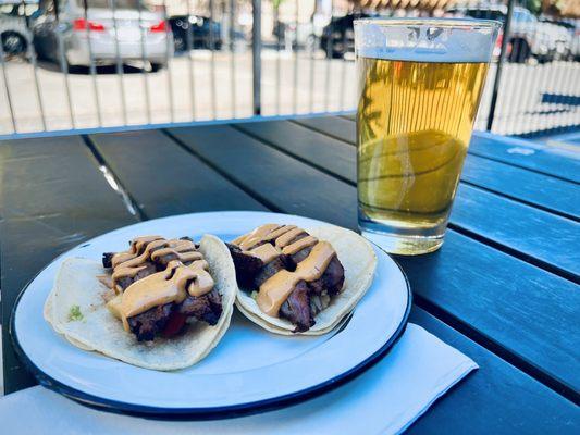 Street tacos (Asada) and IPA (Flavors Choice)