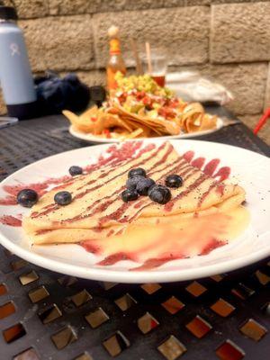 Lemon poppy seed and blueberry crepes