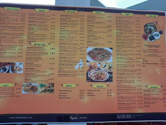 Menu as of May 2021. So much goodness!!!