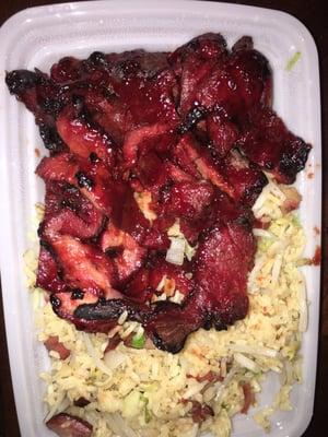 Boneless spare ribs combo with pork fried rice.