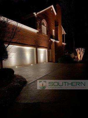 Core-drilled lights create a unique approach to garage areas.