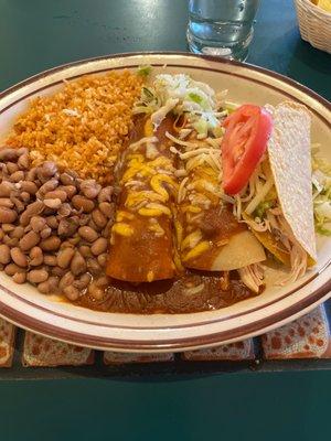 #24 Combo (2 enchiladas & 1 taco) w/rice&beans