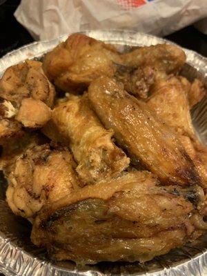 Wings well done and sauce on the side. BLUE CHEESE WAS DELICIOUS.