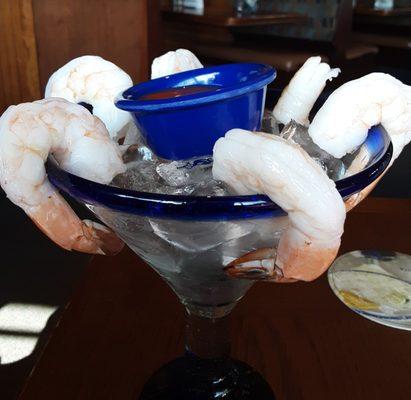 Signature jumbo shrimp cocktail. One of their $5 appetizers. During happy hour Monday through Thursday 3 to 6 pm. Dine-in only.