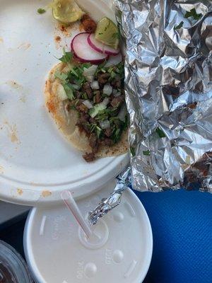 carne asada taco, horchata