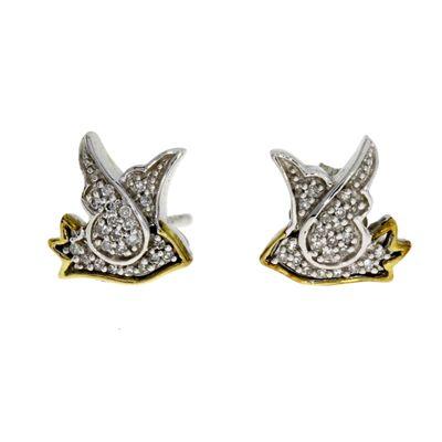 Diamond Dove Stud Earrings Sterling Silver 10kt