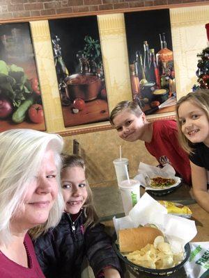 Enjoying a healthy lunch with my grandkids. Eat fresh!