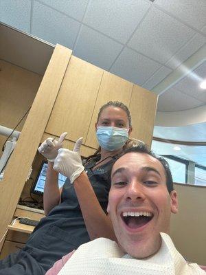 Janae (Dental Hygenist) and one happy patient.