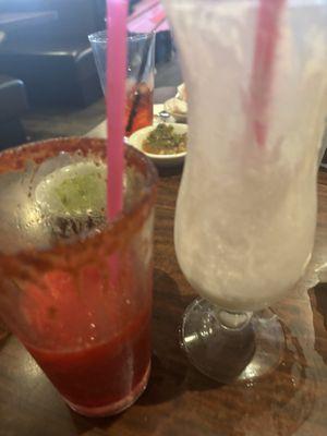 Pina cola and strawberry margaritas