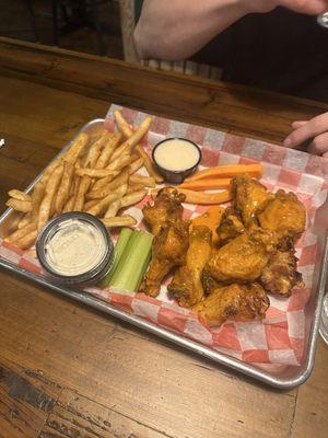 Wings + fries + side beer cheese