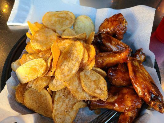 Teriyaki wings and housemade chips