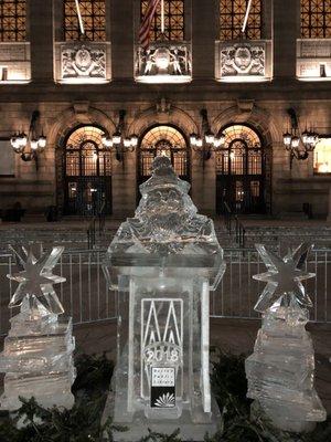 Massive Ice Art @ Ice Sculptures @ Copley in Boston New Year's Day