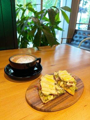 Honey cinnamon latte and avocado toast!