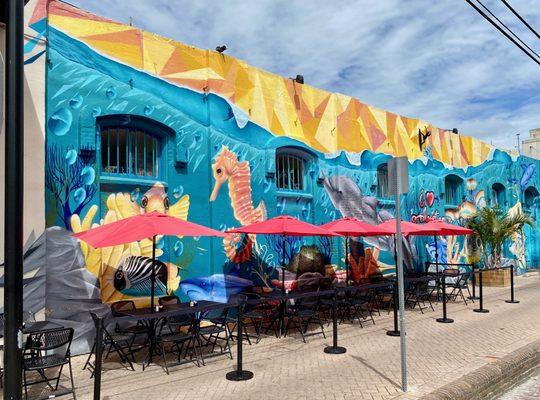 Home of the famous "I LOVE GALVESTON" mural at 2402 Strand Street in the Downtown Historic District.