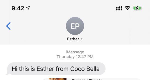 Concierge like service via text message, Esther rocks!