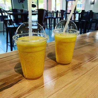 Freshly peeled and squeezed OJ's...#madetoorder