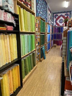 Vibrant colors of fabric-- the entire rainbow!