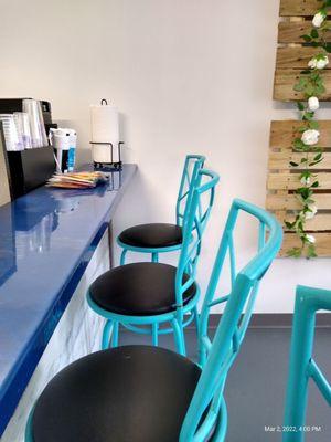 Cute Turquoise barstools.