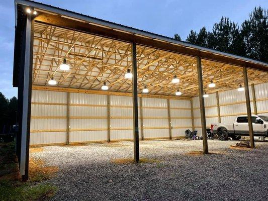 High Bay lighting and outlets for pole barn.