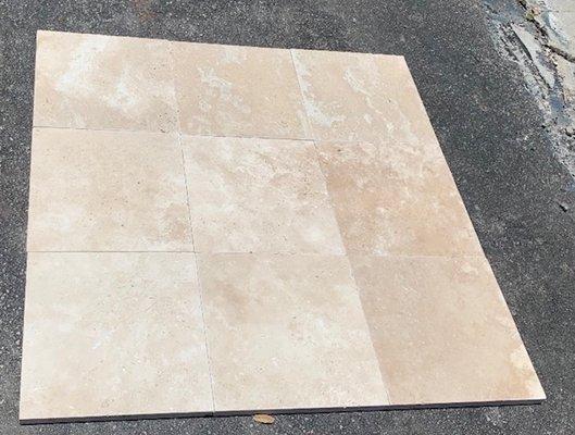 Ivory travertine tumbled pavers