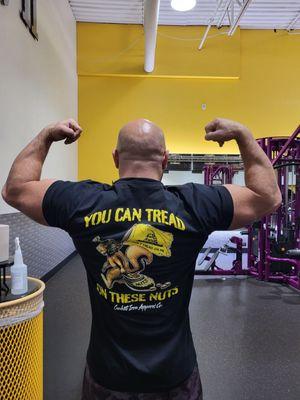 Heads turn, every one wants to read this shirt at the gym. Flexing hard!!!