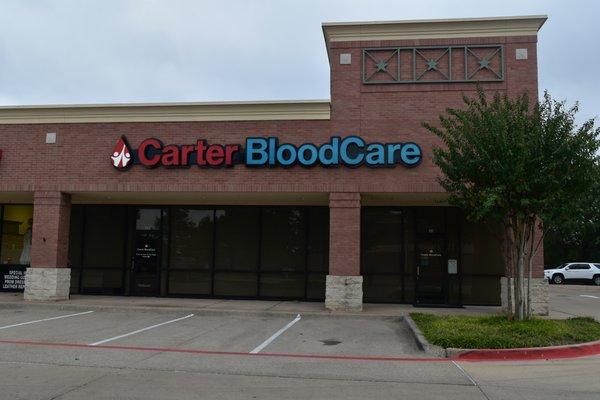 Carter BloodCare Flower Mound donor center front entrance